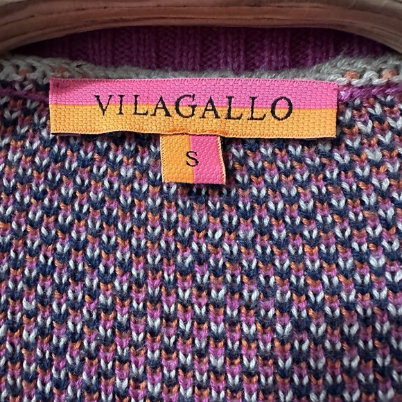 Vilagallo‎ Beige Pink Stella Cardigan Sweater Women's Small Abstract Art To Wear - Picture 4 of 5